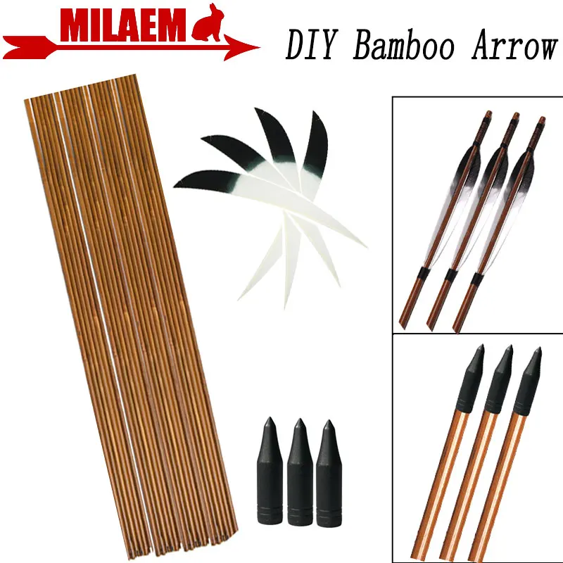 

6/12pcs Archery Bamboo Arrow Shaft 83cm 5inch Turkey Feather 80Gr Points DIY Bamboo Arrow Hunting Shooting Bow Arrow Accessories