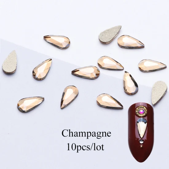 Champagne 10 шт./компл. дизайн ногтей Стразы украшения в форме капли воды дизайн усеяны искусственными драгоценными камнями; стразы камни драгоценных камней ювелирные изделия Аксессуары для маникюра для TR877 - Цвет: Champagne