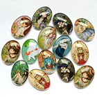 ZEROUP 2 размера Овальный фото стеклянный кабошон смешанные узоры подходит основа Подвески установка для плоской задней ювелирных изделий TP-311