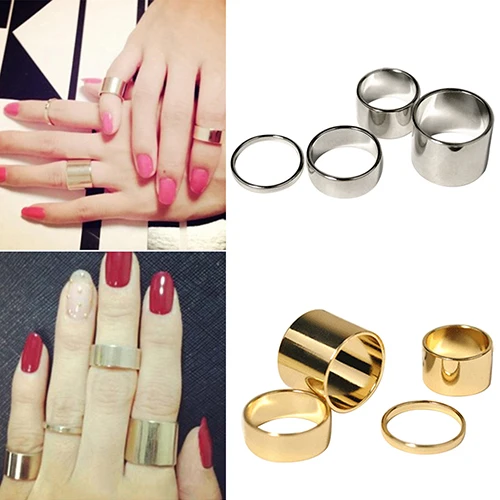 Хит 4 шт. простой Панк Стек Обычная Выше костяшки кольцо миди кончик пальца группа