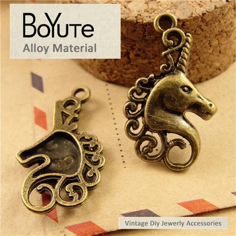 BoYuTe (100 шт./лот) 15*21 мм античные бронзовые посеребренные металлические подвески