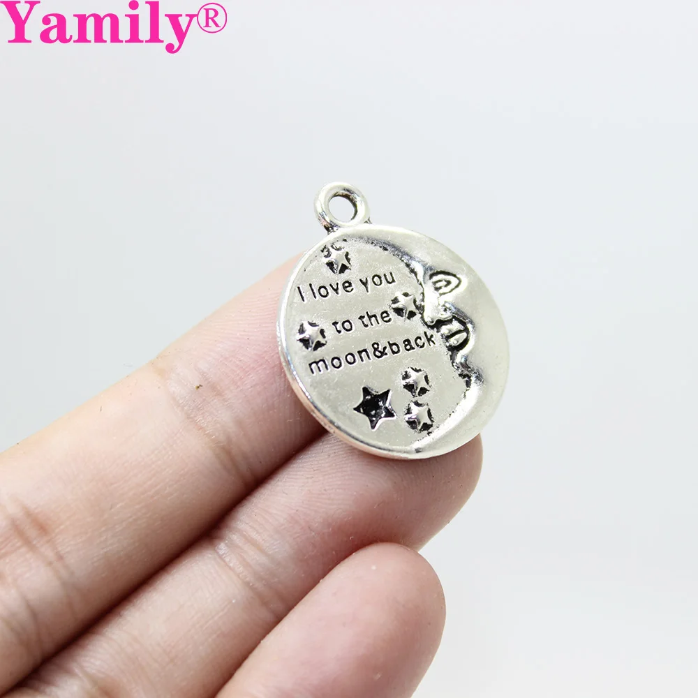 

10 шт.-Φ 23x27 мм античный серебряный тон I love you to the Moon & back подвеска