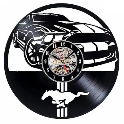 Car Logo Wall Clock Modern Design for Living Room 3D Decorative Hanging Vintage Vinyl Record Clocks Wall Watch Home Decor Silent - Цвет: 4