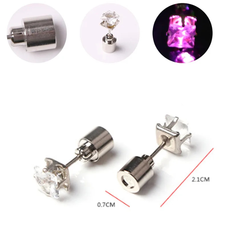 Pair Charm LED Light Up Crown Glowing Crystal Ear Stud Earring For women Party Wedding Glow Props Christmas|Сверкающие товары для