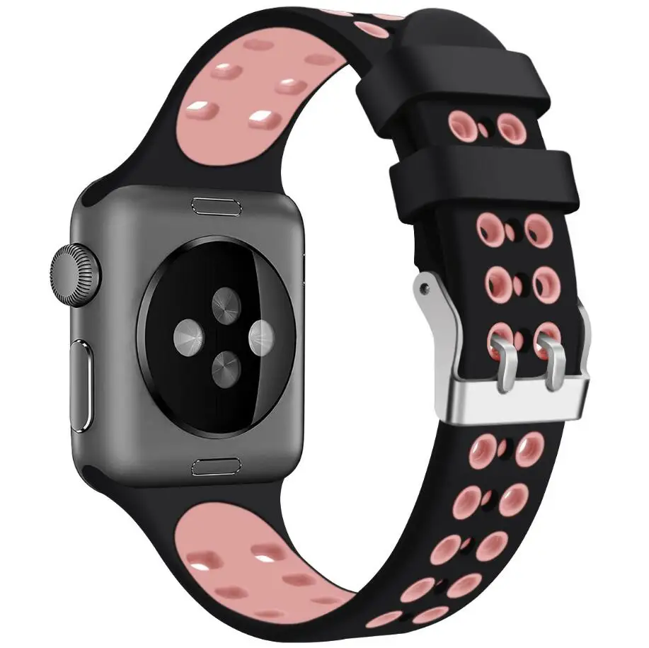 KINGBEIKE силиконовый ремешок для часов Apple Watch Series 1 2 3 4 Band iWatch 38 мм 42 40 44 сменный