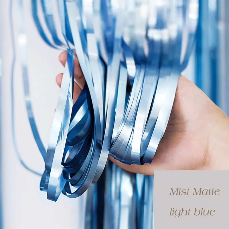 matte light blue 1/2/3 м розово-золотистый металлик Блестки из фольги бахрома Шторы День рождения украшения Свадебный фон для фотосъемки с изображением Шторы реквизит для фотосессии - Цвет: matte light blue