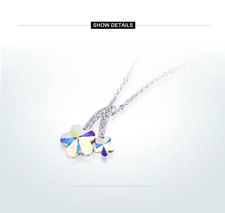 Warme Farben Сделано с кристаллом Swarovski ожерелье для женщин модные ювелирные изделия Inliad Циркон Синий цветок сливы из кристаллов Форма кулон