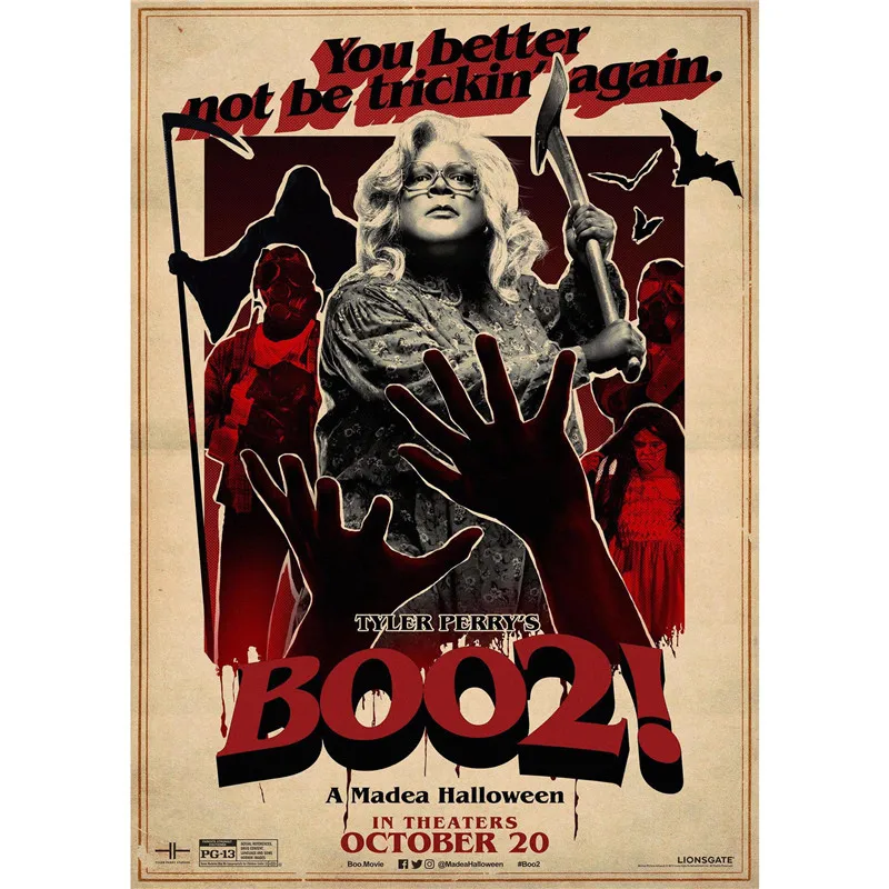 Фото Boo! A Madea Halloween Home Furnishing decoration retro poster Kraft Movie Poster Drawing core Wall stickers Дом и сад Boo! A Madea Halloween Home Furnishing decoration retro poster Kraft Movie Poster Drawing core Wall stickers Дом и сад