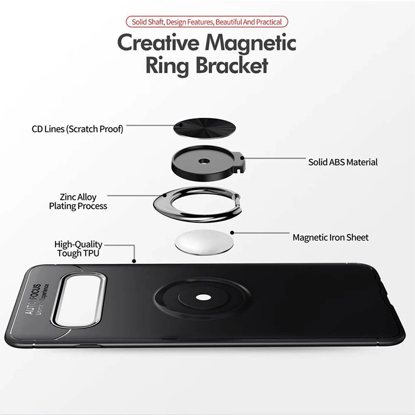 Luxury Car Holder Stand Magnetic Bracket Ring TPU+Metal Case Back Cover Coque For Samsung Galaxy S10 Plus Lite S10e S10plus s10+ |