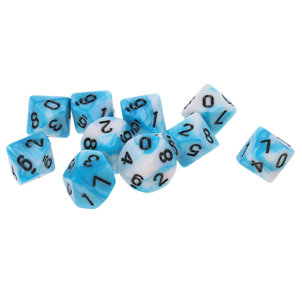 10 шт. сторонние D10 многогранные игральные кости двухцветные для DND MTG ролевая