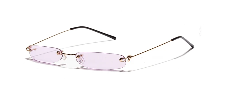clear purple Kachawoo, узкие прямоугольные солнцезащитные очки для женщин, крошечные, прозрачные, красные, розовые, желтые, без оправы, солнцезащитные очки для мужчин, модные - Цвет линз: clear purple