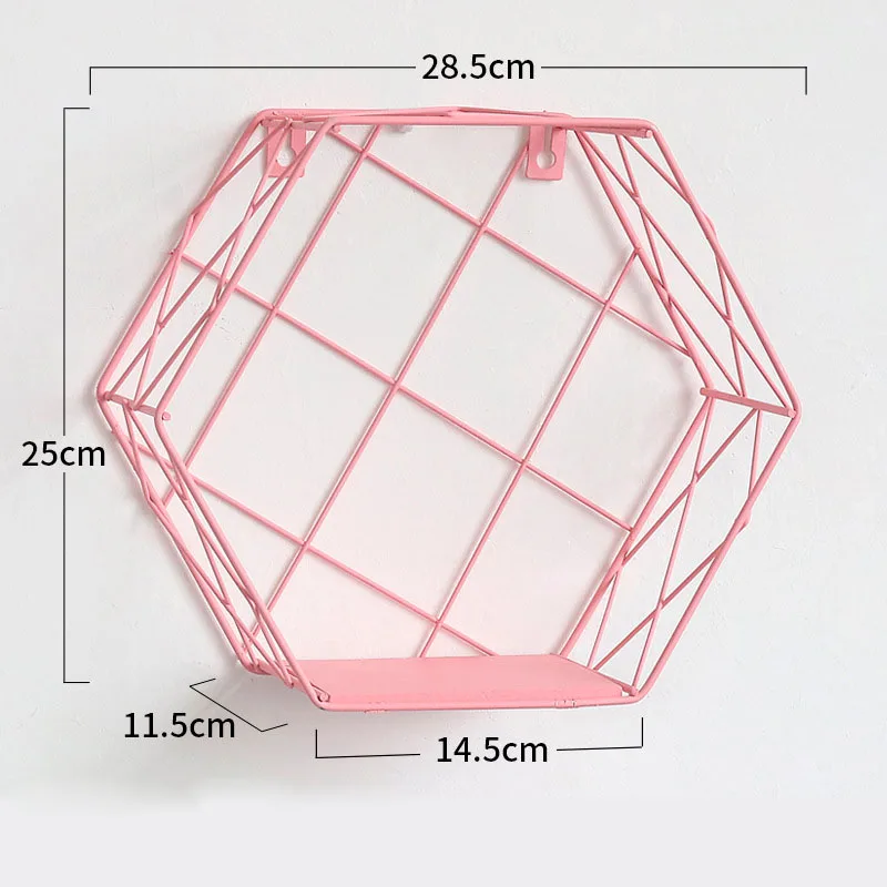 Pink L Sqinans подвесное украшение на стену Шестигранная полка настенный декор из металла полка Современная нордическая Геометрическая декоративная настенная полка - Цвет: Pink L