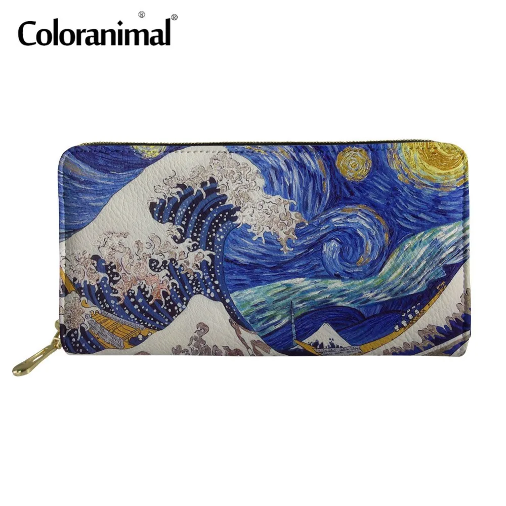 Coloranimal 3D живопись на холсте Длинный кошелек для монет телефон Multi молнии из