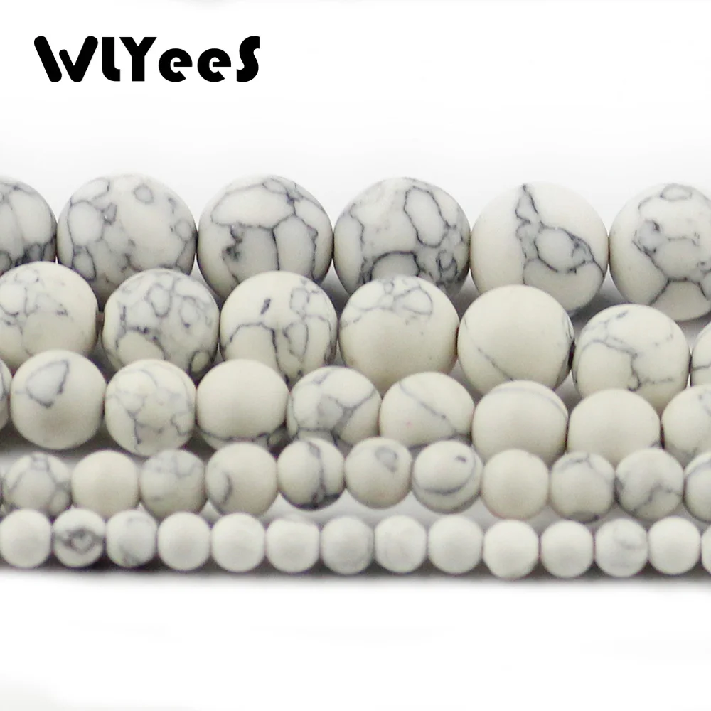 Матовый калаитовый синтетический натуральный камень WLYeeS Howlite 4/6/8/10/12 мм круглые