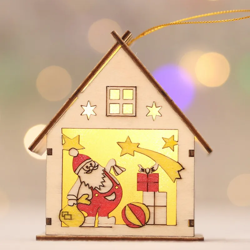 Festival Led Light Wood House Christmas Tree Decorations For Home Hanging Ornaments Holiday Nice Xmas Gift Wedding Navidad 2019|Кулоны и