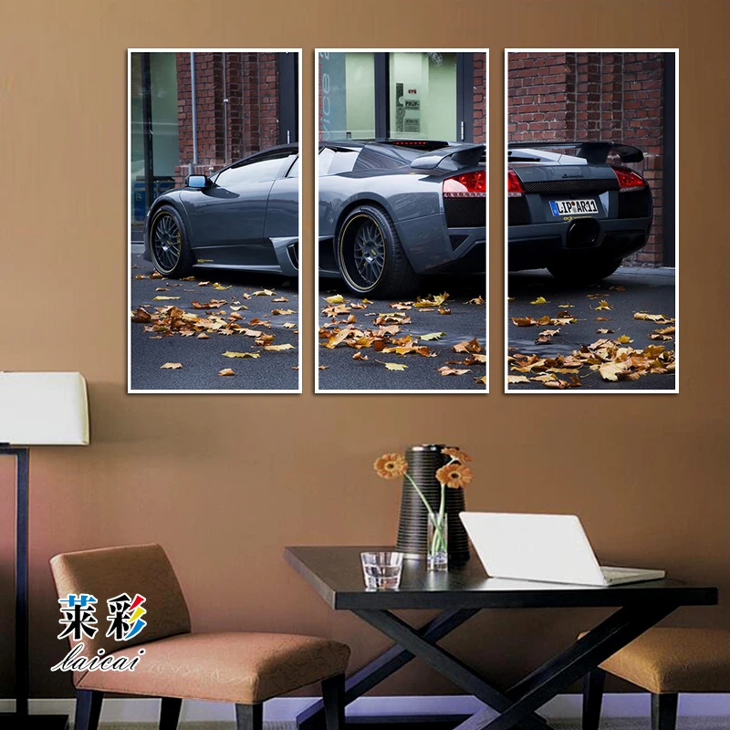 [No Framed]3 Panel Sports Car Picture POP Wall Art Canvas Printing new york Street Modular Decoration For Living Room Home Decor | Дом и сад