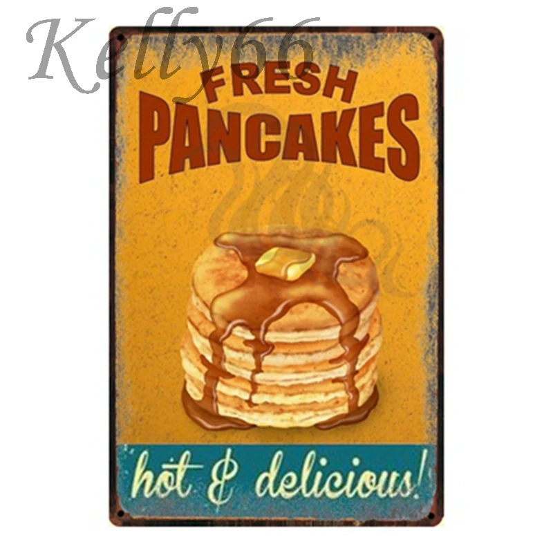 

[ Kelly66 ] FRESH PANCAKES Metal Tin Sign Tin Poster Home Decor Bar Antique Wall Art Painting 20*30 CM Size y-1347