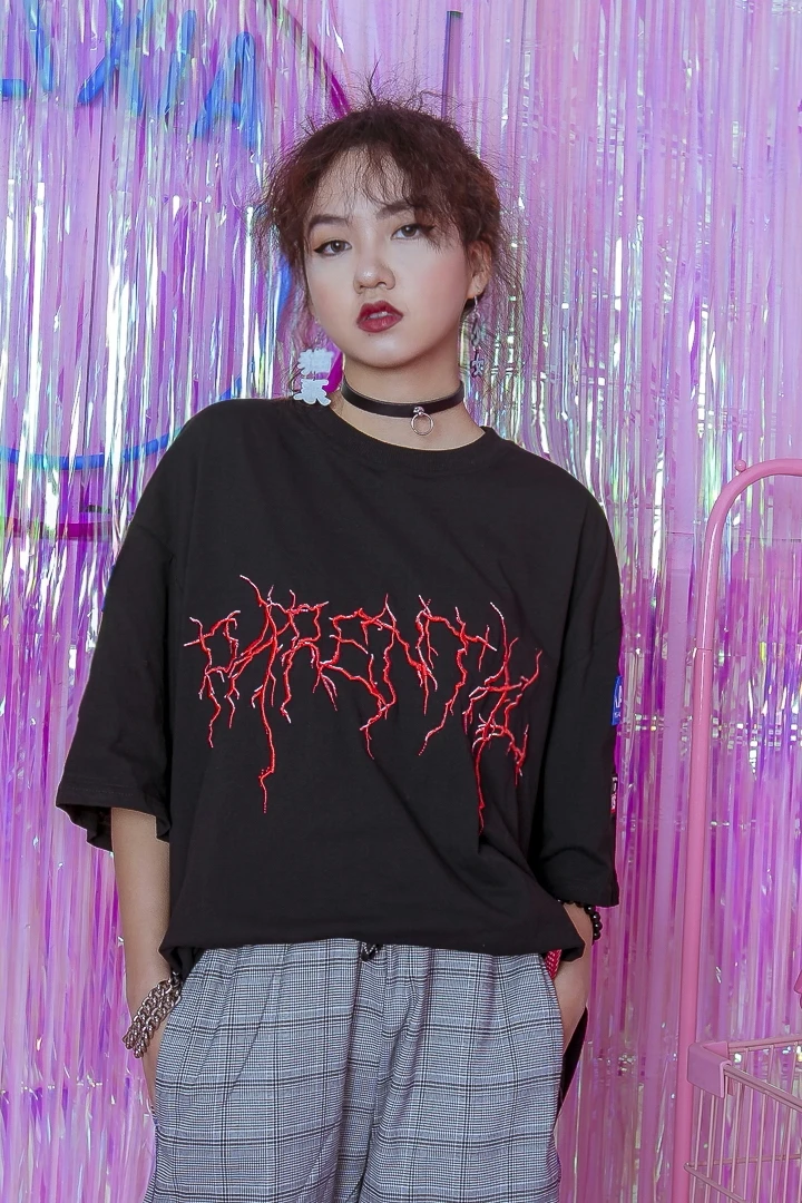 Jasmine/Летняя уличная футболка для студентов с объемным принтом и буквами|t-shirt