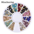 Новинка, высокое качество, 1 колесо, 2 мм, 3 мм, 3D накладные ногти, смешанные блестки, острые концы, стразы, сделай сам, декоративное колесо для ногтей