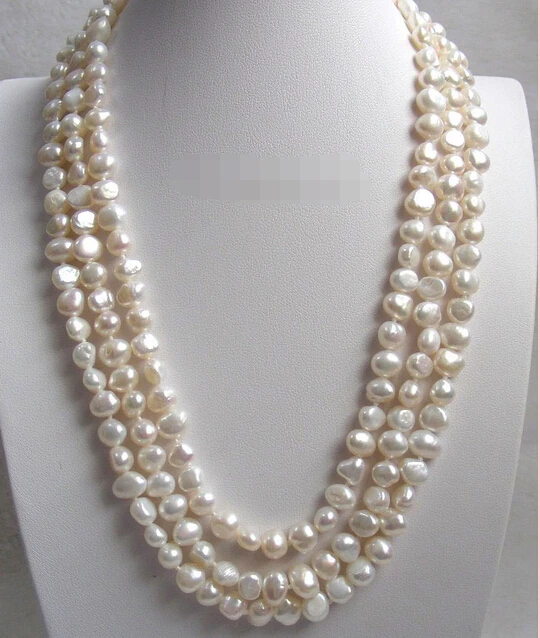 Wholesale 100% Natural jewelry &gt16&quot baroque 3row white freshwater pearls necklace | Украшения и аксессуары