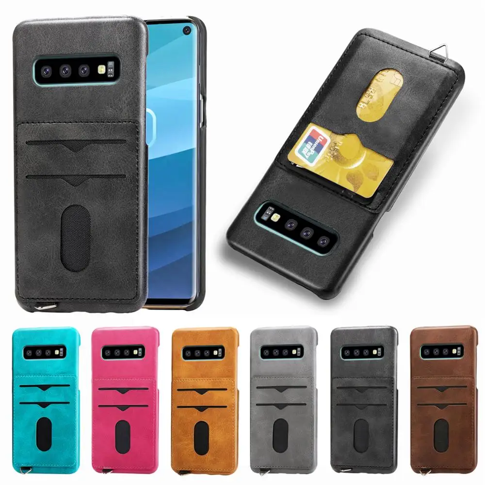2-layer Business Credit Pocket For Samsung Galaxy S10 S9 S8 S7 case ID Card Holder Slim Case for Note9 Edge S10+ S10E |