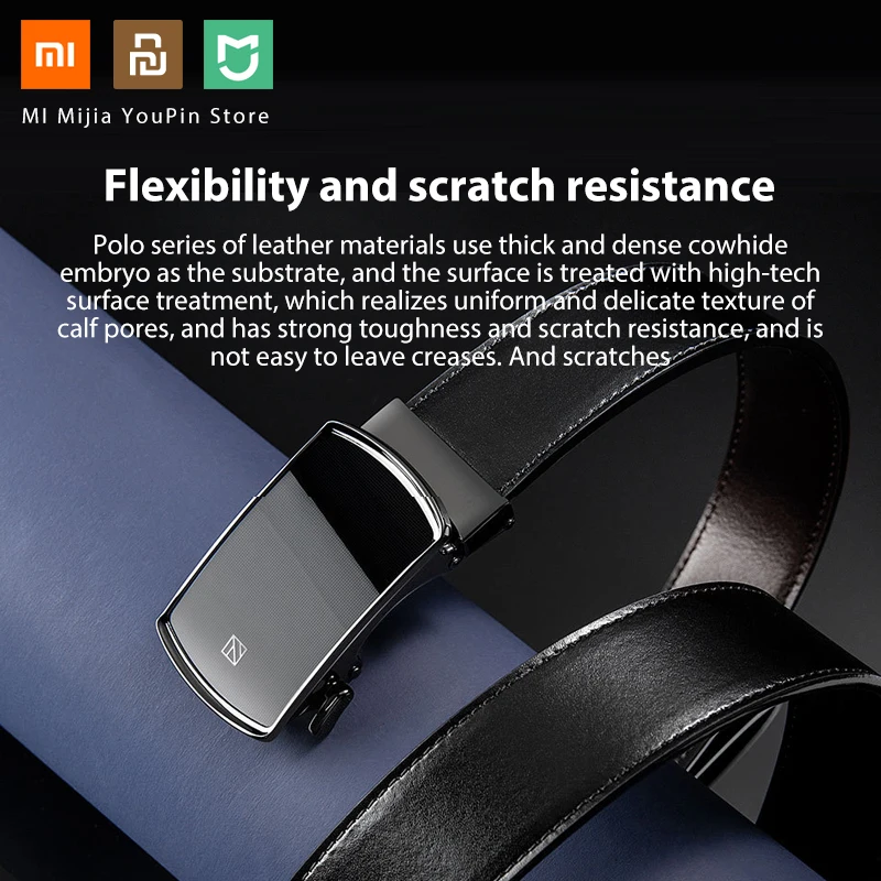 Мужской ремень из натуральной кожи Xiaomi Qimian ЧЕРНЫЙ Итальянский автоматический