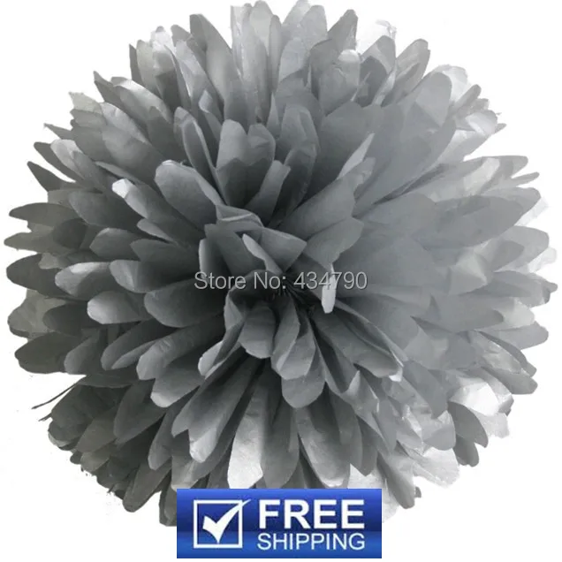 

20pcs 14"(35cm) Metallic Silver Paper Flower Balls-Nursery Party Decoartion Tissue Pom Poms Wedding Christmas-Choose Your Colors