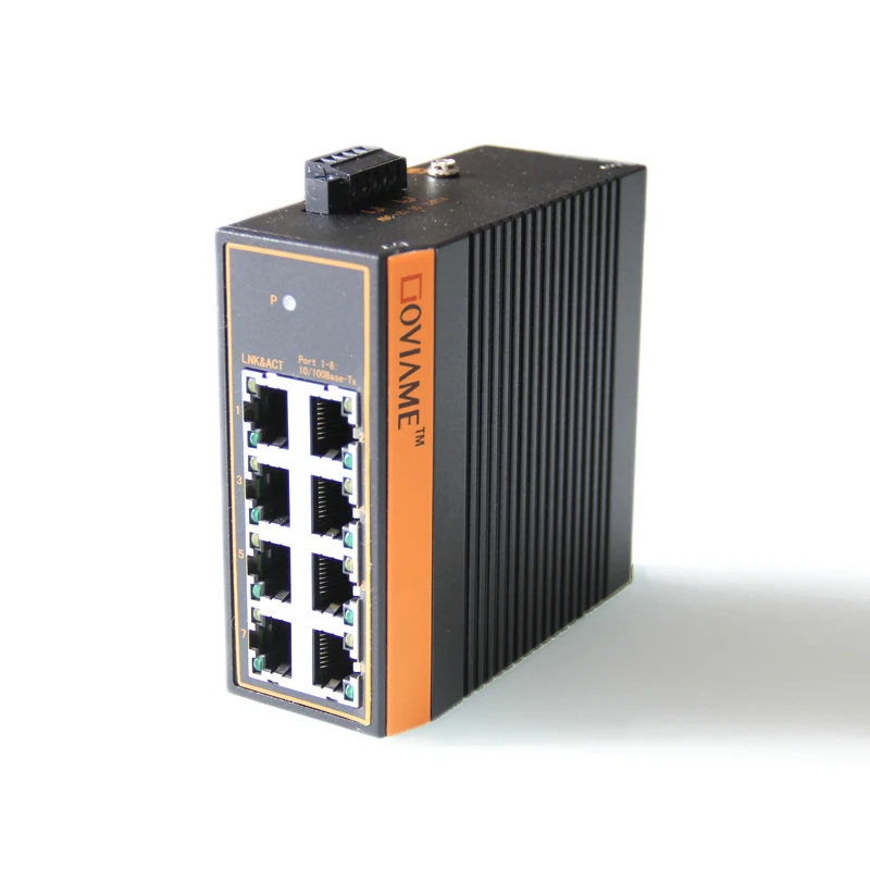 8 ports Ethernet Switch DIN Rail Mounted Industrial Ethernet Switch RJ45 connector,10/100/1000Mbps Ethernet Network Switch