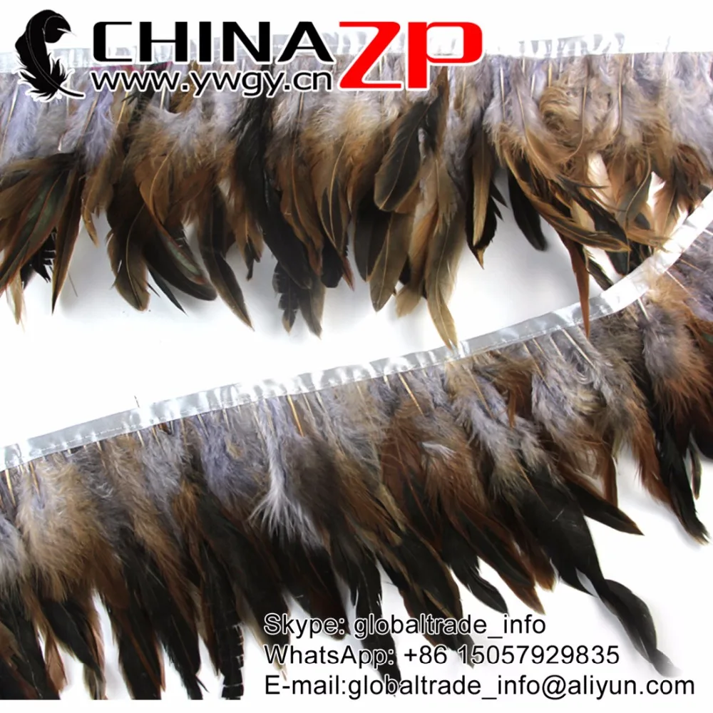 

4 to 6 inch Wholesale and Retail 10yards/lot From CHINAZP Factory Dyed Light Brown and Gray Chinchilla Rooster Feathers Trim