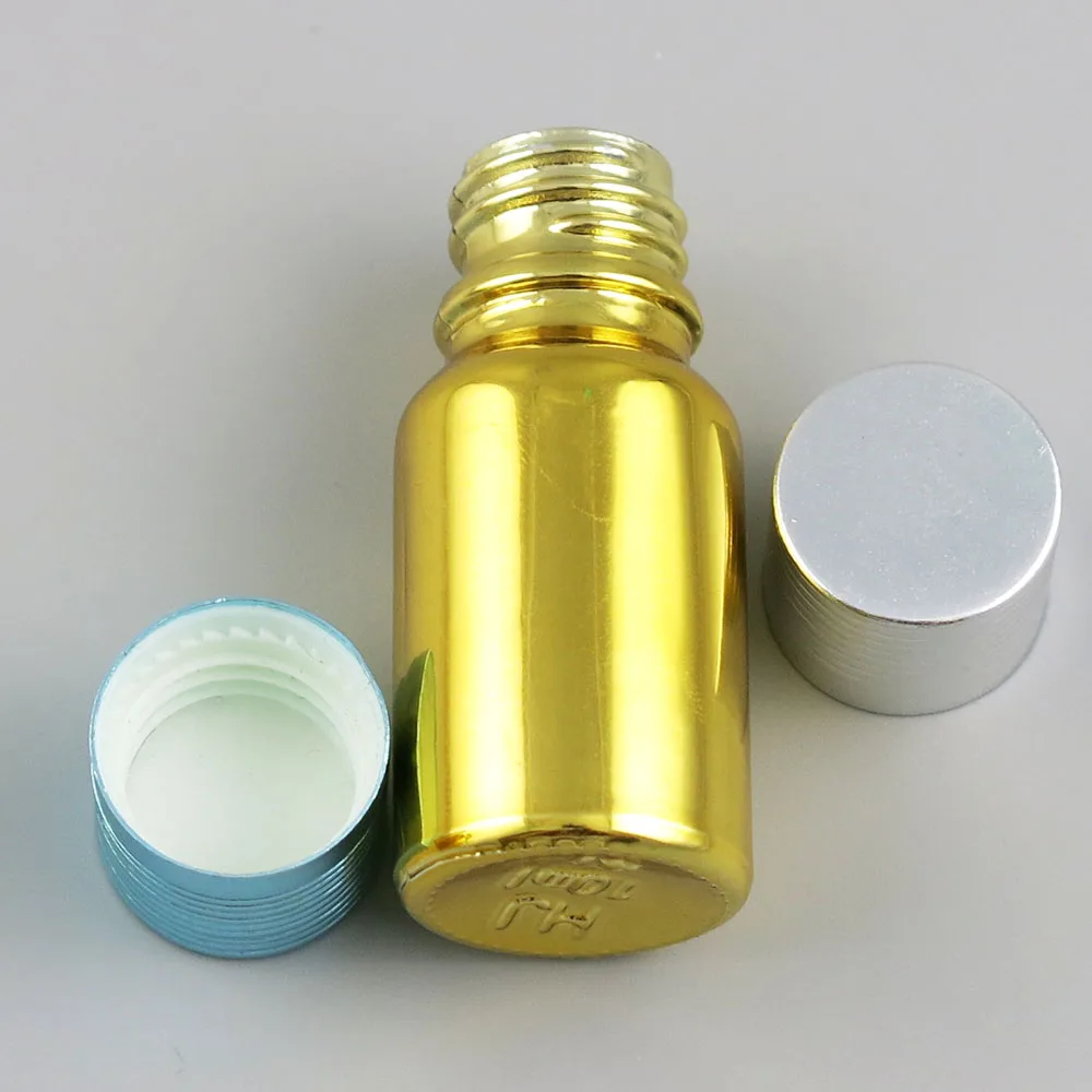 

10 x 10ml 20ml 30ml 50ml 100ml Essential Oil Portable Gold Painting Glass With Aluminum Cap For Liquid Reagent Pipette Bottle