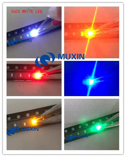 (600 шт./лот) 0603 SMD светодиодные наборы красный желтый синий изумруд зеленый