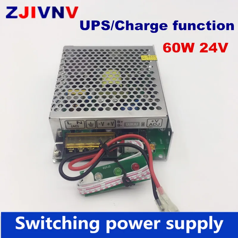 

High quality 60w 24v switching power supply with UPS Charge function, DC-AC SMPS Input 110/220v battery charger