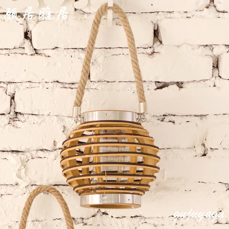 Новый портативный деревянный подсвечник ручной работы из ротанга Прямая