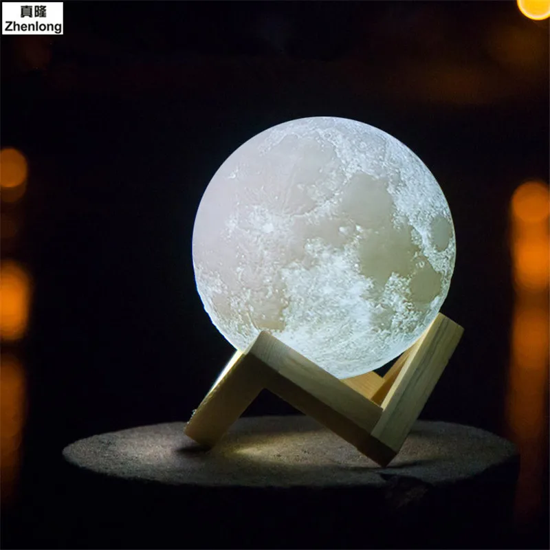 Перезаряжаемая лампа в форме Луны с 3D рисунком светодиодный ночник для спальни