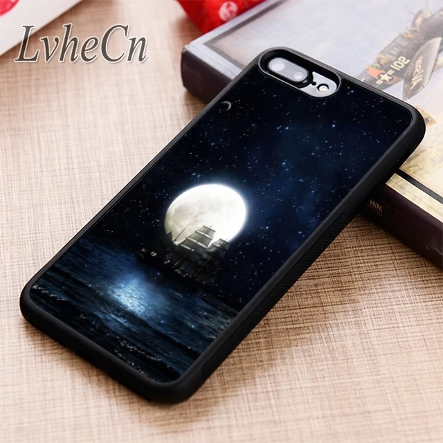 LvheCn корабль парусный лунный свет чехол для телефона iPhone 5 6 6s 7 8 plus X XR XS max 11 12 Pro Samsung