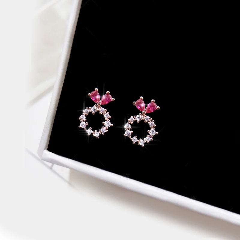 Liber Aedon Korea Women Drop Earrings 925 Sliver CZ Crystal Coloured circle Pendant Woman Fashion Jewelry In Gift Box | Украшения и