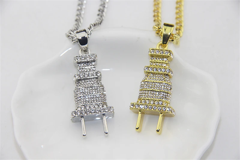 Модные ювелирные изделия мужские Iced Out Bling подвеска в виде вилки ожерелье Золото