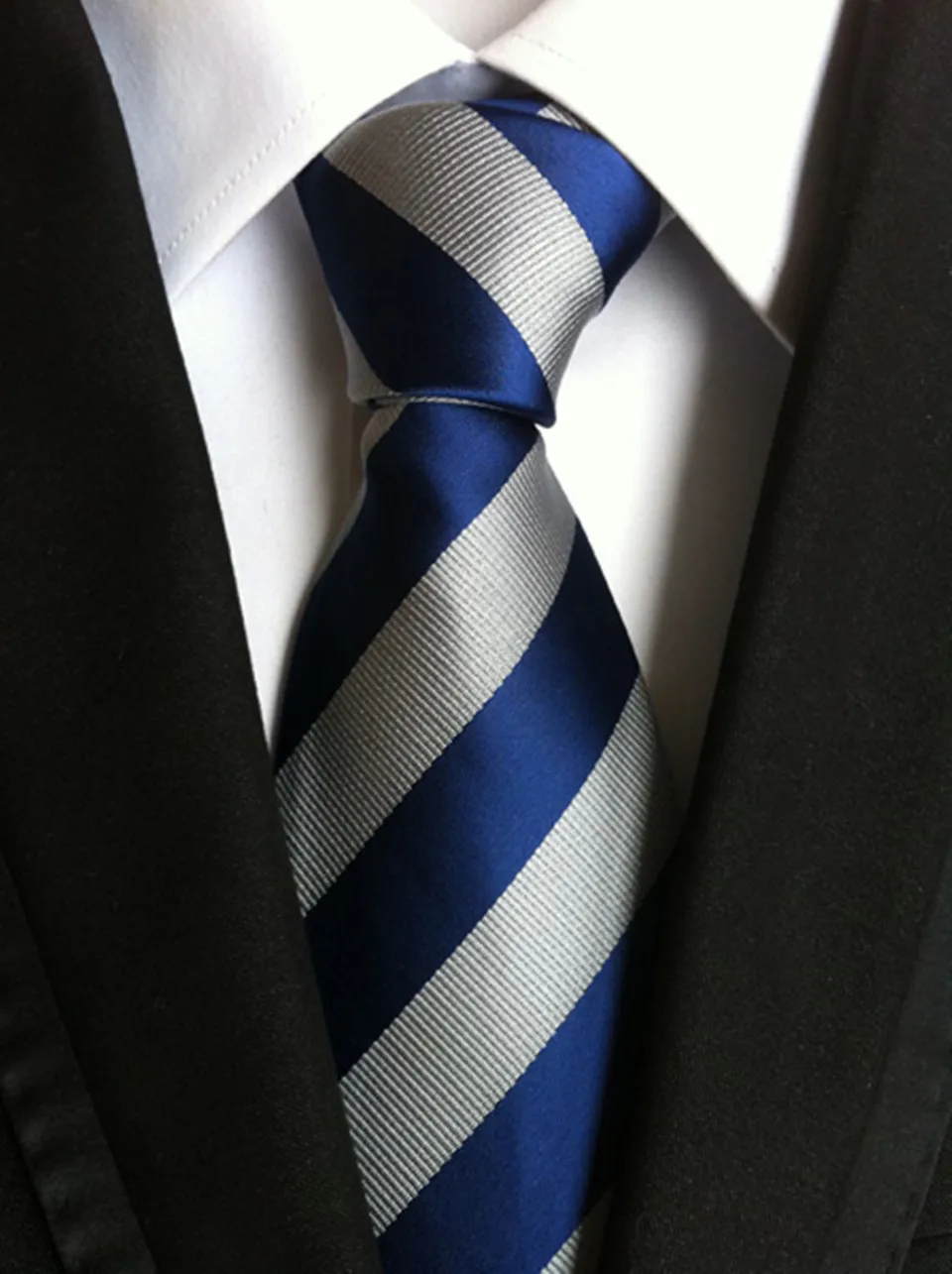 2018 Новое поступление галстуки для мужчин Пейсли Синий Серебряный полосатый 100%