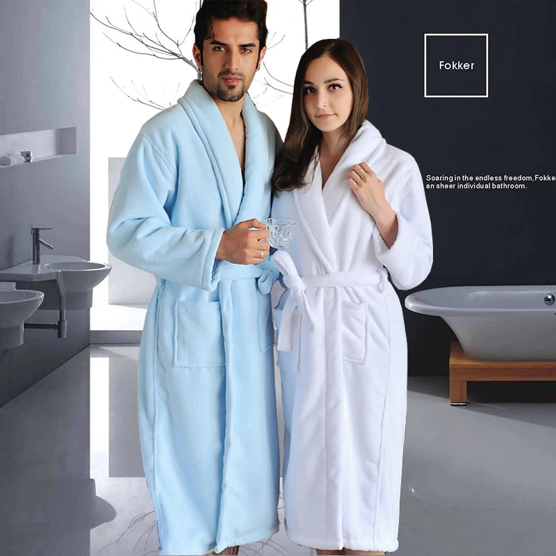 Winter Thick Lovers Bathrobe Men Soft Warm Winter Kimono Bath Robe Towel Fleece Kimono Couple Dressing Gown White Bridesmaid