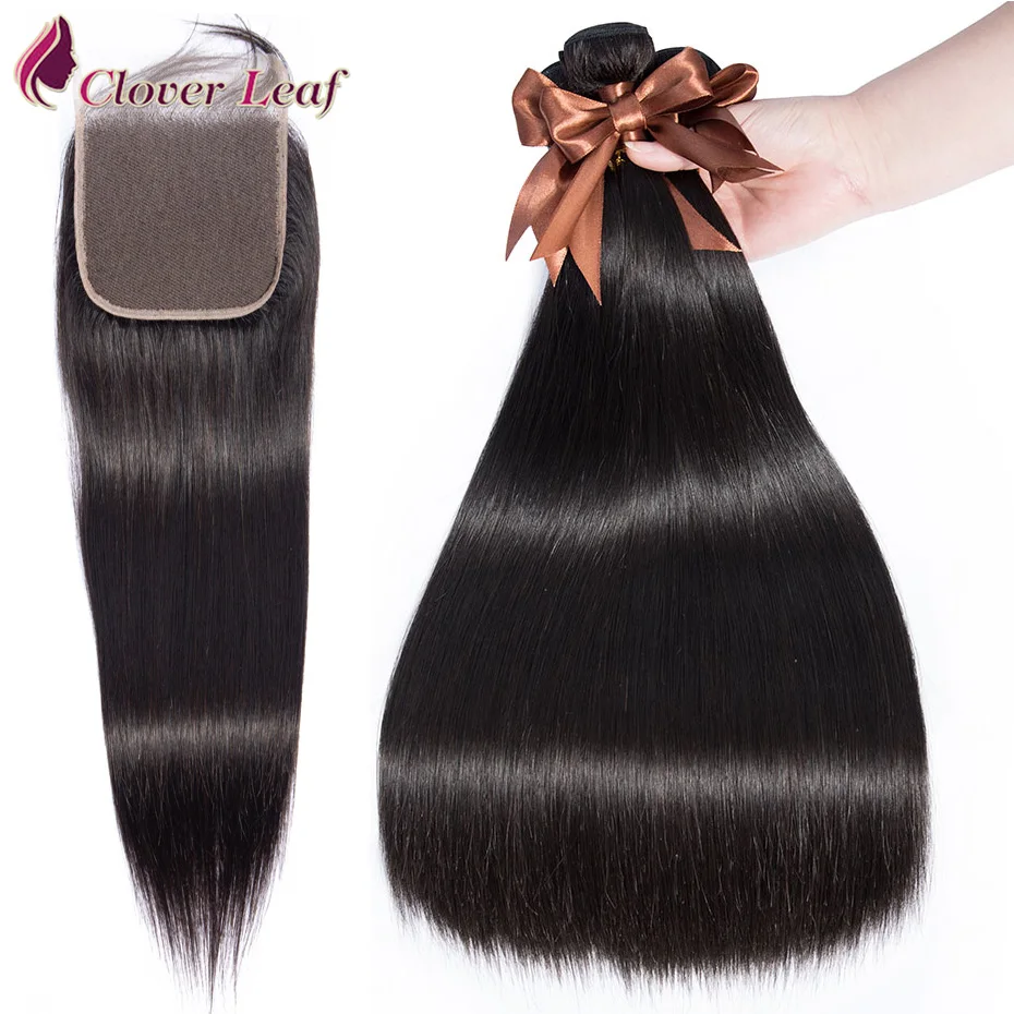 Листок клевера человеческие волосы Weave пучки волос Remy с для наращивания
