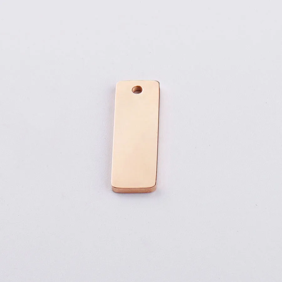 rose gold color Fnixtar прямоугольные бирки для украшений выгравированный логотип разъем зеркальные шармы полированная нержавеющая сталь DIY Ювелирные изделия 6x18 мм 20 шт./лот - Окраска металла: rose gold color