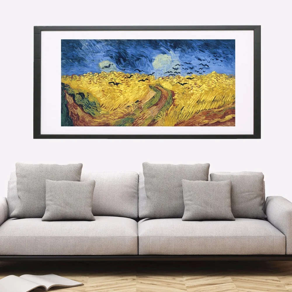 Wheatfield с воронами 1890 холст Художественная печать постер настенные картины для