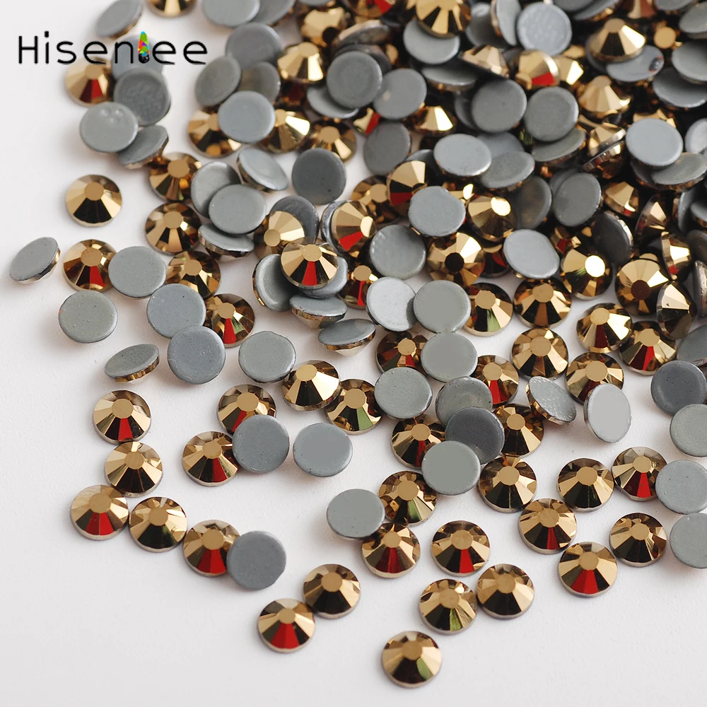Hisenlee AAAA SS3 ~ SS30 Aurum золото гематит стекло драгоценный камень Горячая фиксация