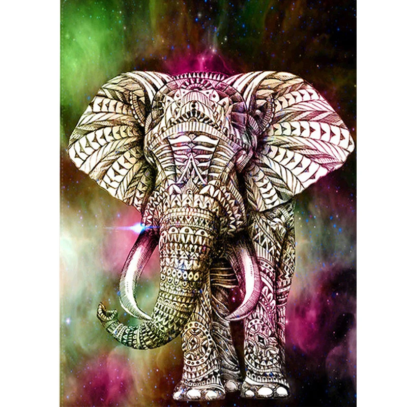 

Diamond Painting 5D DIY Full Round Diamond Embroidery Cross Stitch Colorful Elephant Pattern Sticker Home Decor Needlework