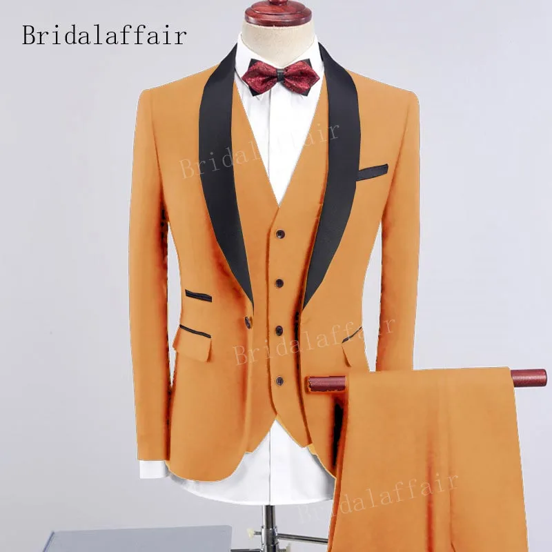 Bridalaffair оранжевый мужской смокинг приталенный костюм комплект из 3 предметов