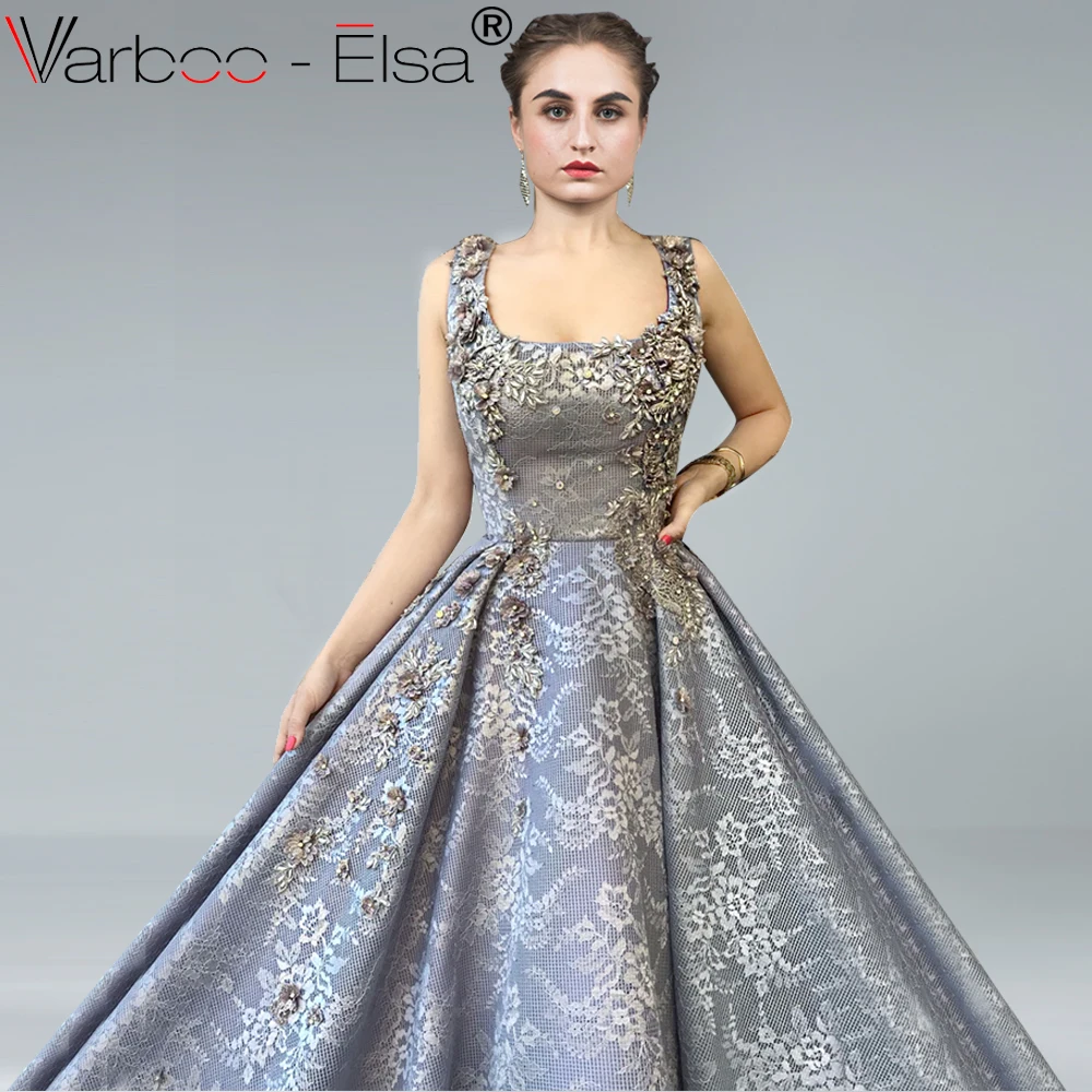 VARBOO_ELSA винтажное роскошное серое вечернее платье с бусинами сексуальное