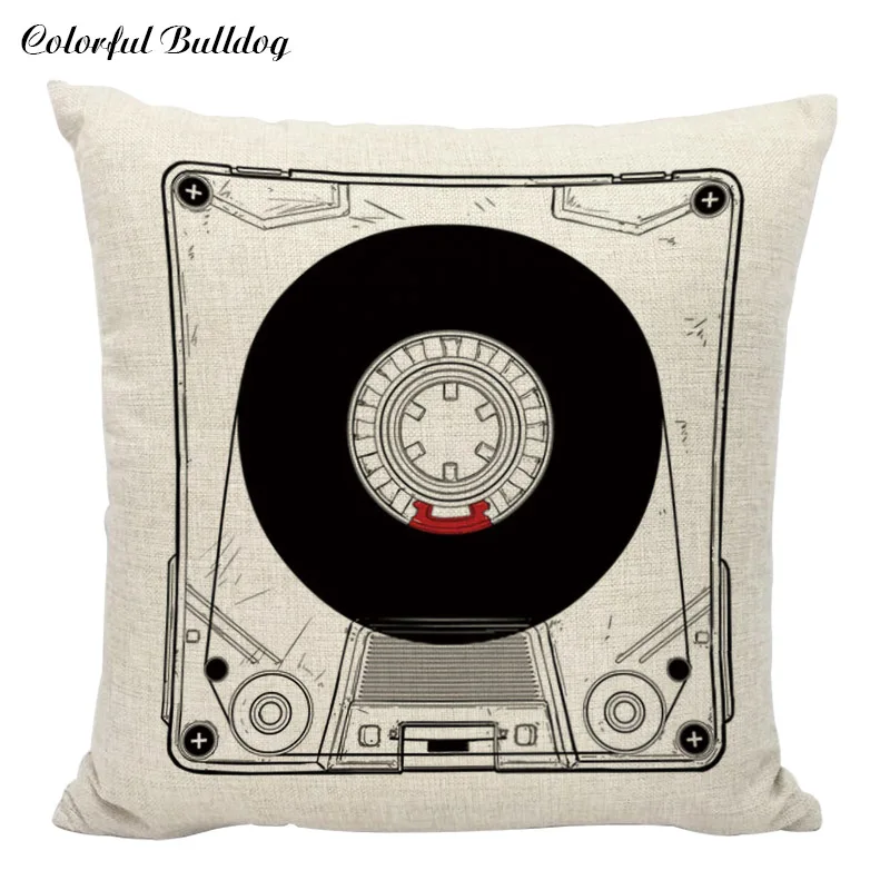 Подушка Чехол гитары Камера из смеси хлопка и льна подушки автомобиль диван