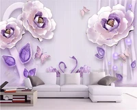 beibehang custom size 3d stereo wall paper embossed modern fashion peony european tv background papel de parede 3d wallpaper