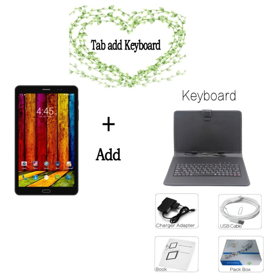 Tab add Keyboard 8 дюймов, Android 6,0, планшеты, Pc, мобильный телефон, 3G, 4G, LTE, четыре ядра, 4 Гб ram, 32 ГБ rom, слот для Micro Sim карт, 12 МП, камера заднего вида, 1920*1200 - Комплект: Tab add Keyboard