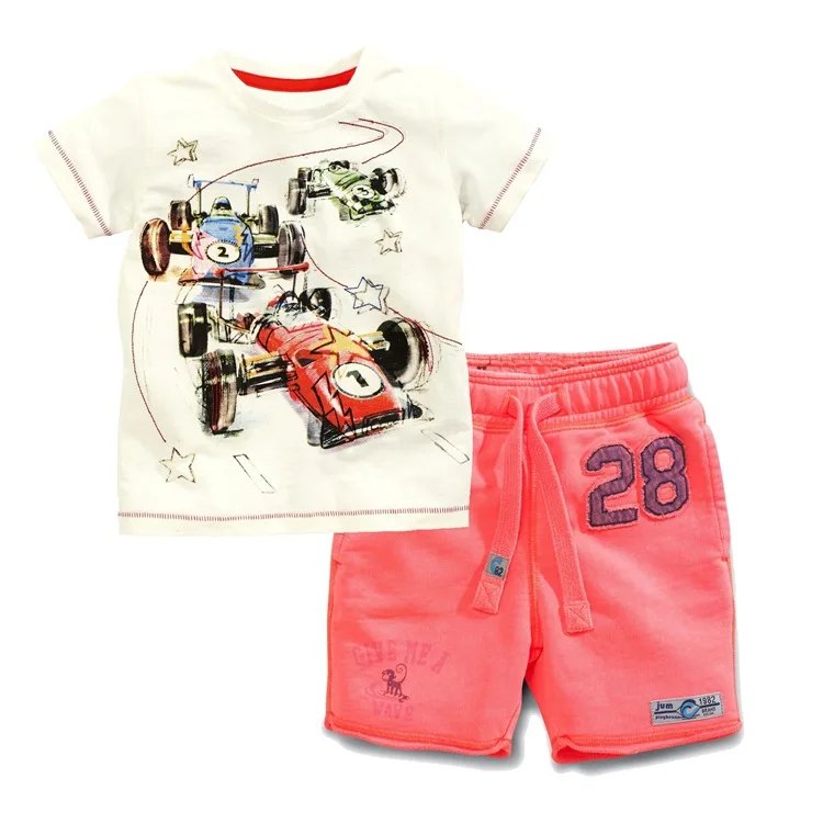 High quality baby kids boys clothes set 100% cotton T shirt+striped shorts 2pcs Kids Children's Clothing for 2-7years a221 |